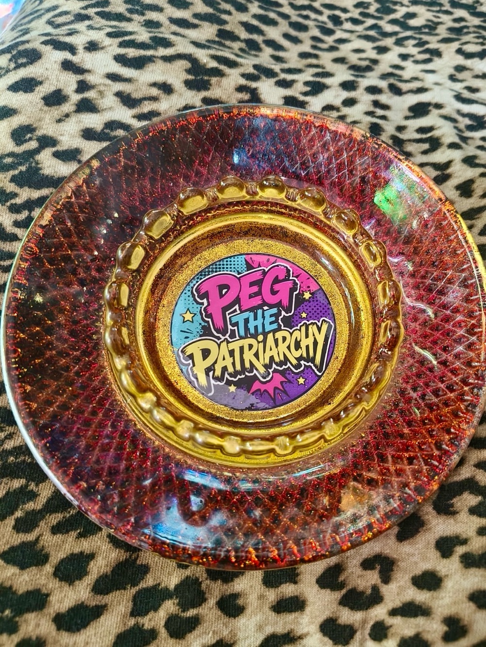 Peg the Patriarchy up-cycled vintage ashtray